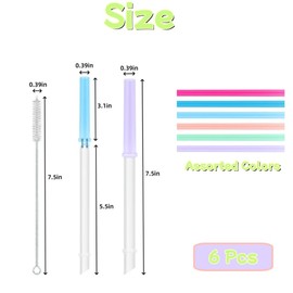 6 Pack Replacement Straw Set Compatible with Reduce Tumbler, Straw Replacement for Reduce Tumbler 14 oz Coldee, Non Toxic Straws with 1 Pack Cleaning Brush, Reusable,Spill-Proof, Dishwasher-Safe