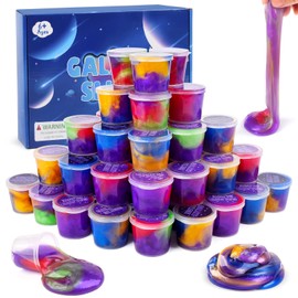 48 Pack Galaxy Holiday Slime kit for Kids, Mini Making Slime Bulk Party Favor, Slime Putty Toy for Girls and Boys for Sensory and Tactile Stimulation, Prize, Goodie Stuffers for Kids, Soft Non-Sticky