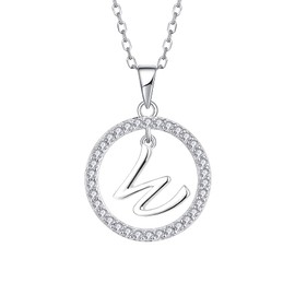 Starnny Letter Chain Women's 925 Silver Initial Alphabet Letter Charm A-Z Chain Necklace Pendant with 3A Cubic Zirconia Gift for Women, Sterling Silver, Cubic Zirconia