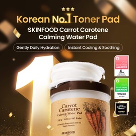SKINFOOD Carrot Toner Pads, Instant Cooling & Redness Relief, After Sun Care for Heat-Stressed Skin, Quick Calming Hydrating Cotton Facial Pads, Korean Skincare (60CT)