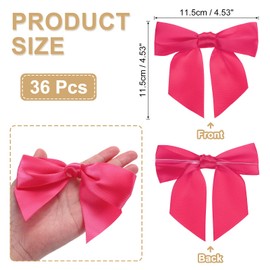 PATIKIL 4.5" Twist Tie Satin Bow, 36Pcs Large Twist Tie Pretied Satin Ribbon Bow Premade Wrapping Bownot Decoration for Treat Bag Craft DIY Wedding Christmas Package Gift, Rose Red