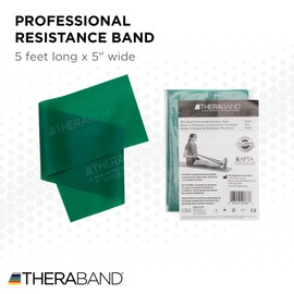 THERABAND Professional Resistance Band, Green Level 3 Heavy, 5 ft Exercise Band for Physical Therapy, Strength Training, Upper and Lower Body Workouts, Yoga and Pilates