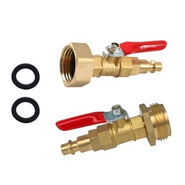 CuiCanfla Brass Winterize Blowout Adapter, with 1/4'' Quick Connecting Plug and 3/4'' Garden Hose GHT Thread Winterize Ball Valve, RV Winterize Blowout Adapter Kit (Female&Male)