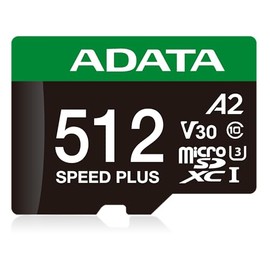 ADATA 512 GB Tarjeta de Memoria Speed Plus MicroSDXC UHS-I U3 Clase 10 con Adaptador Color Negro con Verde