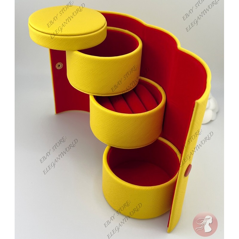 Bloomingdales Bloomingdale's Yellow Portable Travel Jewelry Organizer Holder Box 5"