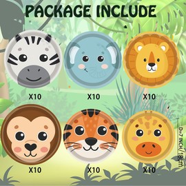 GOGUOGOFA 60Pcs Jungle Safari Party Paper Plates Jungle Zoo Animal Print Party Supplies 7"Animal Shaped Plates Safari Theme Party Plates for Baby Shower Jungle Animal Theme Birthday Party Decorations