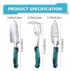 3 Piece Heavy Duty Cast Aluminum Garden Hand Shovels with Non Slip Rubber Grip, Planting Hand Shovel, Blue Hand Shovel (Blue)