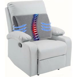 FOUXTEL Extra Large Lumbar Support Pillow for Recliner, 20"x14"x5.5" Back Support Cushions with Back Strap, 100% Foam High Supportive, Durable, Grey