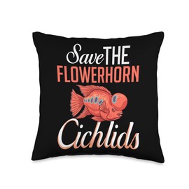 Flowerhorn Cichlid Fish Aquarium Food Tank Owner Throw Pillow