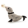 Diamante Seal Brooch (Silver Tone)
