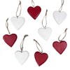 Set of 8 Red & White Heart Pendants 4.5 x