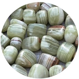 WHOLESALE Green Onyx Tumbled Stones, Polished Green Onyx Gemstone, Green Onyx Polished Rocks (Green Onyx, 0.5 Pound)