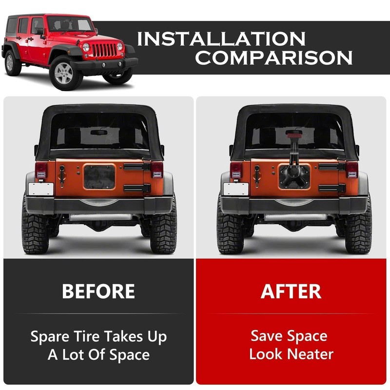 DKMGHT Spare Tire Holder Mounting Bracket Tire Carrier for Jeep