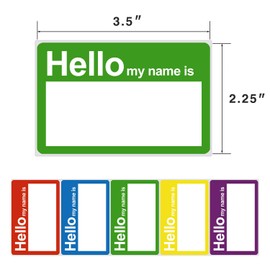 Methdic 5 Colors (Hello My Name is) Name Tags Stickers 400 Labels for Office, Meeting, School, Teachers and Mailing