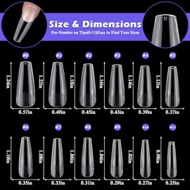 240pc Coffin Gel Nail Tips Long Fake Nails Clear Press ons Nail, Long Coffin Nails Tips Acrylic Nails Extension Soft Gel Nails Tip Full Cover Ballerina False Nail Clear Artficial Fingernails