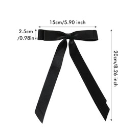 Pack of 2 Silky Satin Hair Bows, Black and White Women's Hair Clip with Satin Bow, Non-Slip Crocodile Hair Band, Ponytail Holder, Metal Clips, Hair Bow for Women