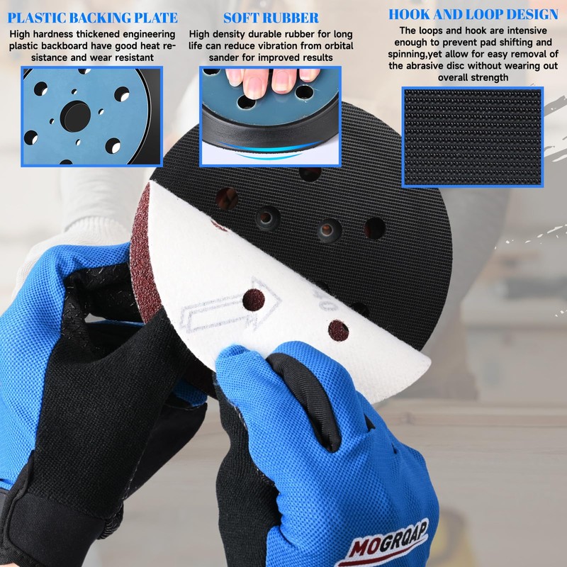 MOGRQAP 6 Inch Sanding Disc Random Orbital Sander, 6 Hole
