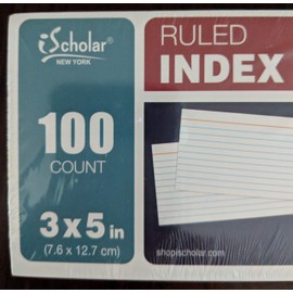 iScholar Index Cards, White, Ruled, 3 x 5 Inches, 100 Card Pack (03501)