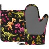 Dinosaur Skeleton Oven Mitts and Pot Holders Sets Non-Slip Silicone