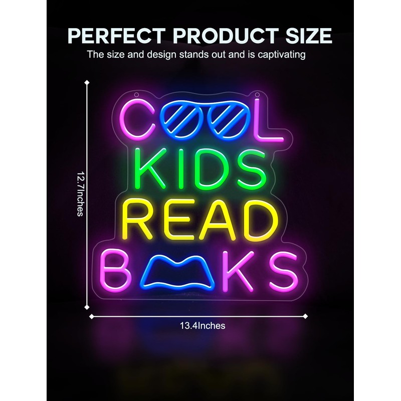 Lumoonosity Cool Kids Read Books Neon Sign - Reading Neon