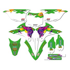 2014-2021 KX 100 Throwback Green Senge Graphics Complete Kit Compatible with Kawasaki
