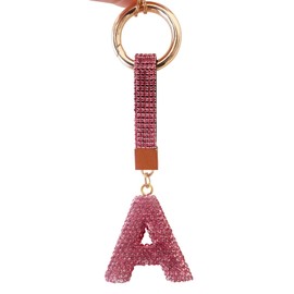 ZVRSUA Key Ring Letter for Women and Girls, Key Fob Pink, Gliter, Accessories for Keys/Car Keys/Backpacks and Handbags, Gifts for Women, pink