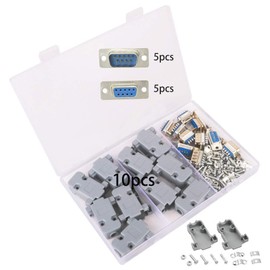 GTIWUNG DB9 Solder Connectors, RS232 Parallel DB9 Serial Port 9 Pin D Sub Male/Female Adapter, DB9 Plastic Shell Cover