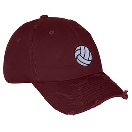 JPAK Volleyball Vintage Dad Hat Frayed Embroidered Cap Beach Ball Maroon