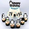 25 piezas de decoración para tartas de cumpleaños, pingüino, pingüino,