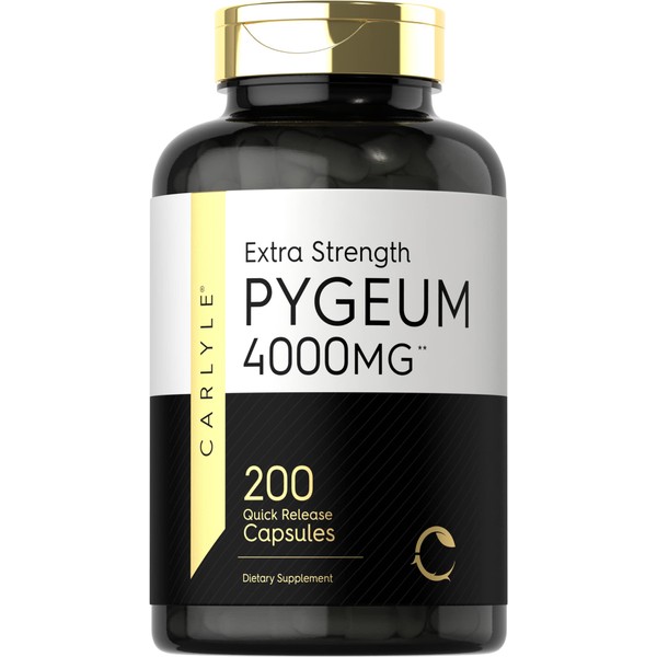 Pygeum Africanum Bark | 200 Capsules | High Potency Extract | Non-GMO, Gluten Free Supplement | by Carlyle