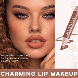 HOSAILY Lip Stain Marker, Natural Nude Pink Red Brown Lip Stain Pen Liquid Lip Liner, Hydrating Waterproof Smooth Silky Long-lasting Lipstick Pen Quick Drying Lip Color Precise Chisel Tip Lip Makeup#2