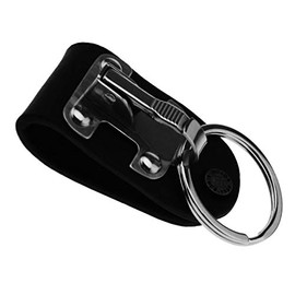 SING F LTD Stainless Steel Black Leather Detachable Key Chain Belt Clip Ring Holder Keyring