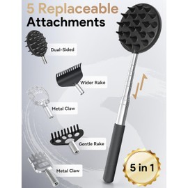 TUKUOS Telescoping Back Scratcher with 5Pcs Detachable Scratching Heads, Larger Scratching Tips, Adjustable Length, Gifts for Men Back Scratcher for Men/Dad/Women, Relieve Itching Anywhere