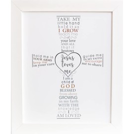 Jesus Loves Me Frame for Baby's Baptism, Dedication or Christening - Made in USA Frame - Gift for Granddaughter/Grandson/Godson/Goddaughter on Christening, Baptism, Dedication (White - Regular)