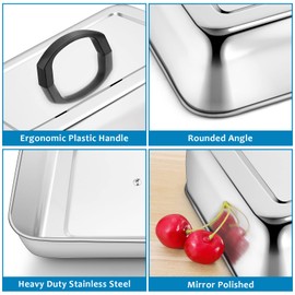 HaSteeL Rectangular Basting Cover, Stainless Steel Cheese Melting Dome Steaming Cover Lid, Heavy Duty Griddle Grill Accessories for Flat Top Teppanyaki BBQ Kitchen Indoor & Outdoor, Dishwasher Safe