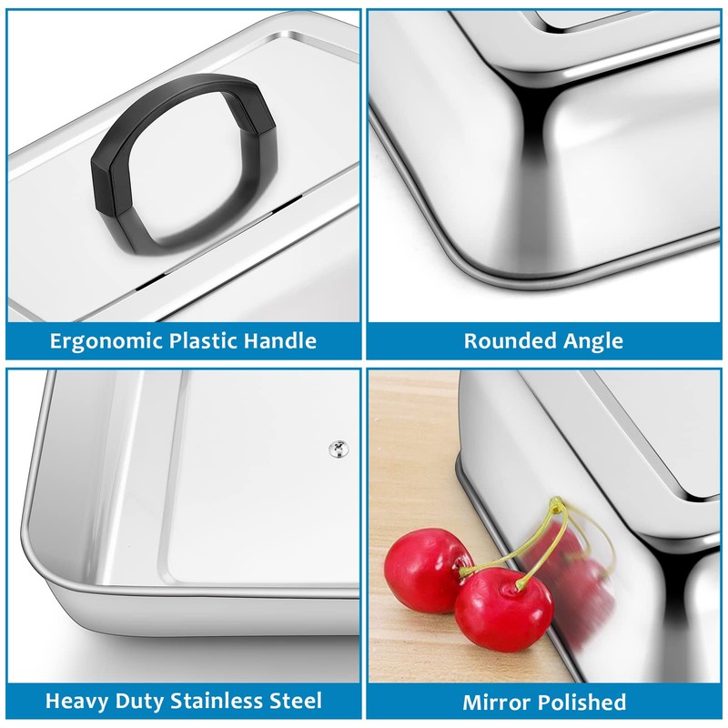 HaSteeL Rectangular Basting Cover, Stainless Steel Cheese Melting Dome Steaming