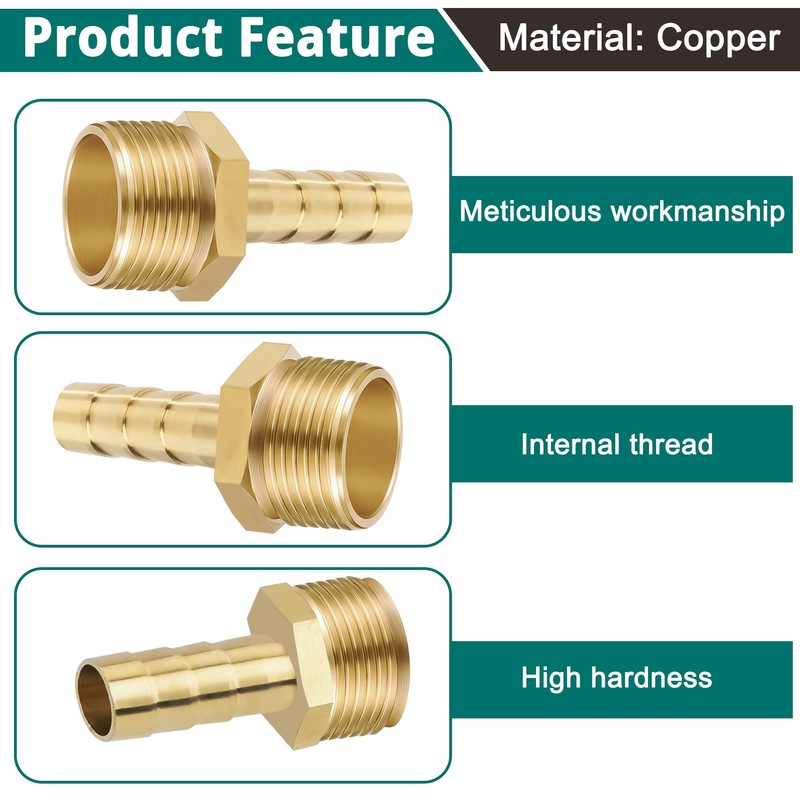 Brass Pipe Adapter, 12 Pieces 8 mm Barb x 3/4
