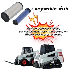 FLTRUCKTOP P827653 P829332 Air Filter Kit Compatible with Bobcat 863 863G 964 873 873G Kubota Excavator KX080-4 KX080-3 KX080-3T Skid Steer Loaders SSV75C SSV65C