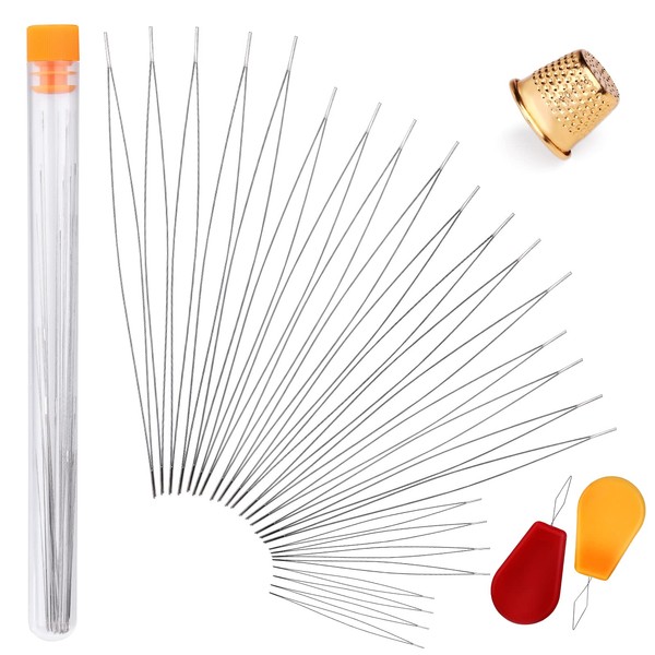 25 Pcs Beading Needles, 6 Size of Thin Beading Needles
