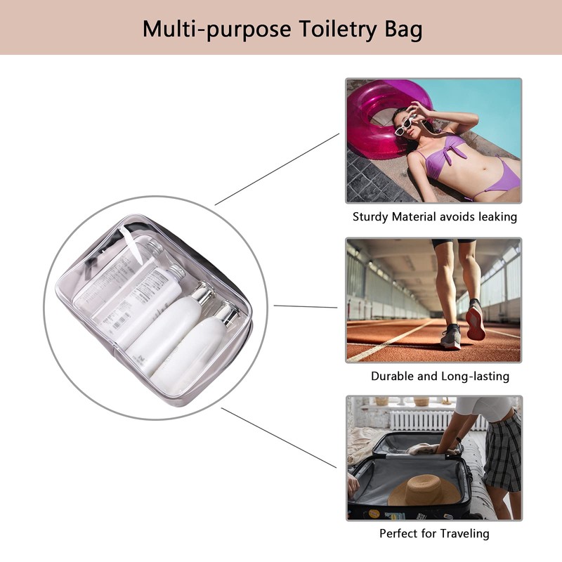 Buminee Clear Travel Bags for Toiletries, Lightweight Toiletry Bag, 2