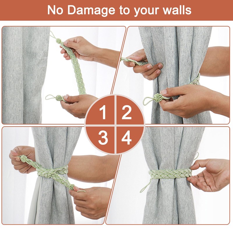 uxcell 2Pcs Curtain Tiebacks, 58cm/23 Braided Drapery Holdback Holder Decorative