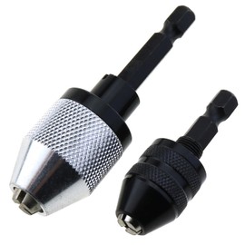 LUORNG 2PCS Keyless Drill Chucks 1/4 Inch Hexagonal Shank Drill Chuck Quick Change Converter Extension Screwdriver Bit Adapter 0.3-6.5mm and 0.3-3.6mm for Car Repair and Home Improvements