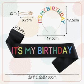 Huazontom Birthday Crown Brooch 3-piece Set, IT`S MY BIRTHDAY, Party Goods, Birthday Headband, Party Hat, Birthday Decoration, Colorful + Black, My Birthday