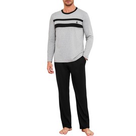 Marvmys Men's Pyjamas Sets Long-Sleeve Pj's Set Soft Loungwear PJ Sleepwear Top and Pant with Pockets Grey-1 XL