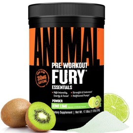 Animal Fury Pre Workout Powder - Endless Energy and Focus Supplement with 5g BCAA, 350mg Caffeine Nitric Oxide Booster with Beta-Alanine Preworkout for Men and Women, NEW Kiwi Lime Flavor, 30 Servings