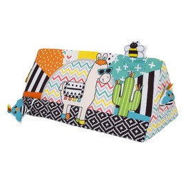 Sassy Baby Larry Llama and Cactus Multi-Colored Tummy Time Developmental Plush Wedge Baby Toy with Squeaker, Chime, Crinkle and Mirror
