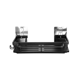 QWORK® Sink Organiser, Hanging Sink Organiser, No Drilling, with Drain Pan, Black, for Kitchen, Bathroom