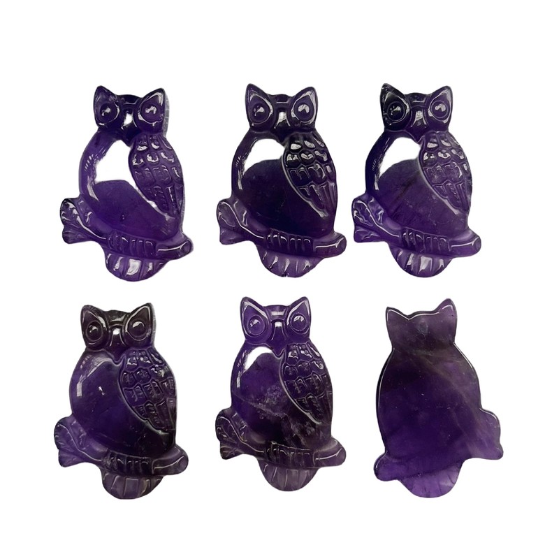 Bacatgem Natural Amethyst Owl Figurines Crystals and Healing Stones,Haped DIY