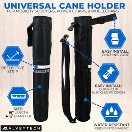 AlveyTech Universal Cane Holder for Mobility Scooters & Power Chairs (Blue)