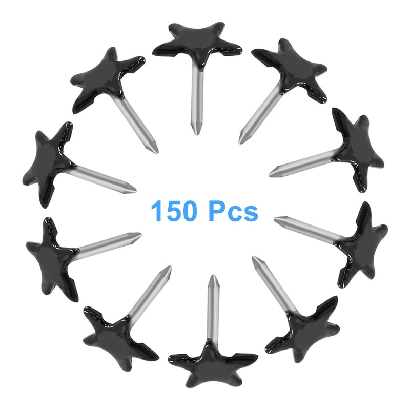 Piutouyar 150 Pcs Star Push Pins, Black Upholstery Tacks Star